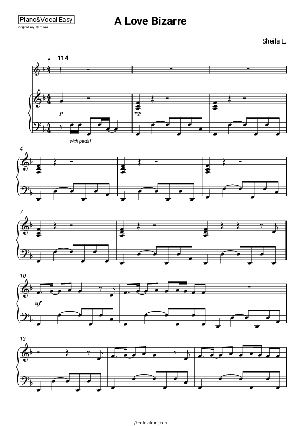 A Love Bizarre - Sheila E. Piano Sheet Music Easy and Vocal - Piano&Vocal.Easy