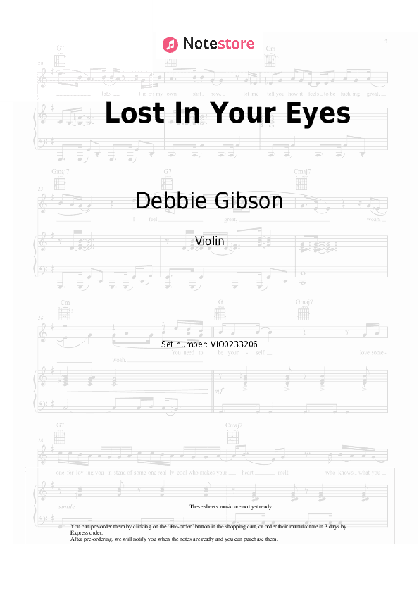 Lost In Your Eyes - Debbie Gibson Violin Sheet Music - Violin