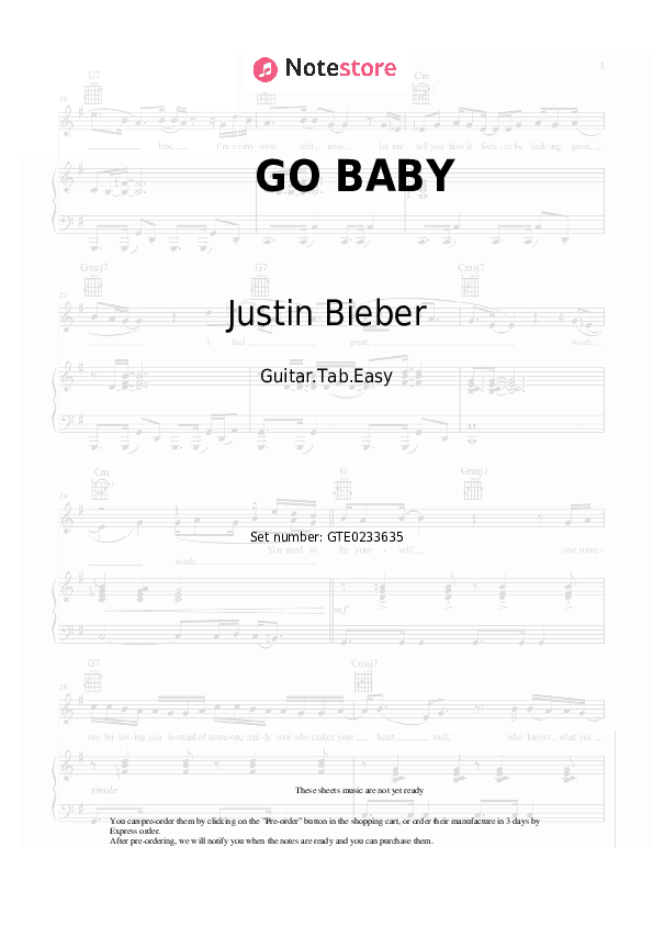 GO BABY - Justin Bieber Tabs Easy - Guitar.Tab.Easy