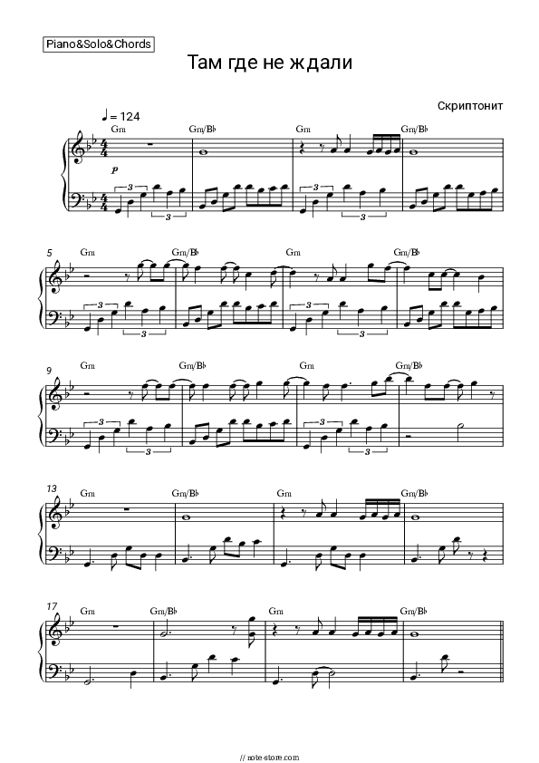 там где не ждали - Scriptonite Piano Sheet Music and Chords - Piano.Solo&Chords