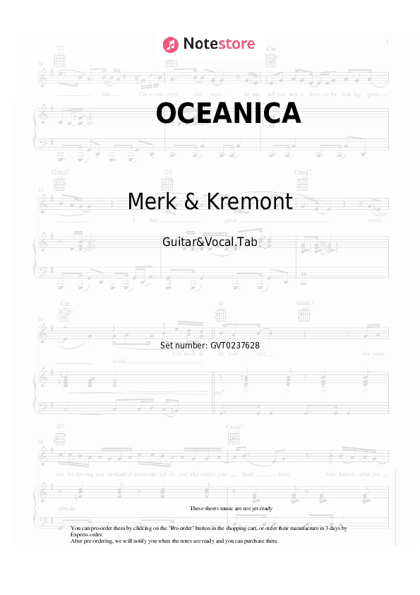 OCEANICA - Merk & Kremont, Jovanotti Chords and Voice - Guitar&Vocal.Tab