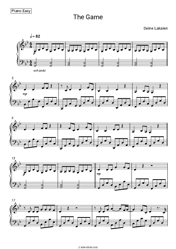 The Game - Deine Lakaien Piano Sheet Music Easy - Piano.Easy