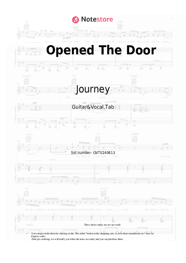 Opened The Door - Journey Chords and Voice - Guitar&Vocal.Tab