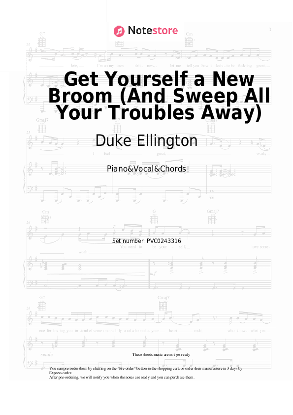 Get Yourself a New Broom (And Sweep All Your Troubles Away) - Duke Ellington Piano Sheet Music with the Vocal and Chords - Piano&Vocal&Chords