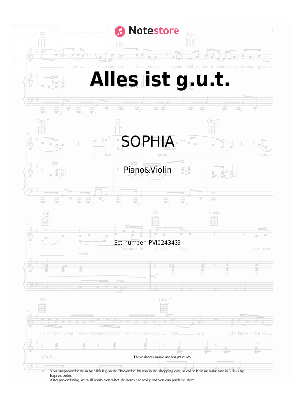 Alles ist g.u.t. - SOPHIA Piano Sheet Music and Violin - Piano&Violin