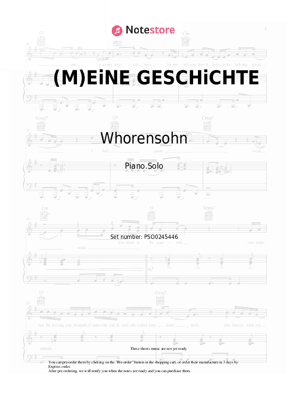 (M)EiNE GESCHiCHTE - Whorensohn Piano Sheet Music - Piano.Solo