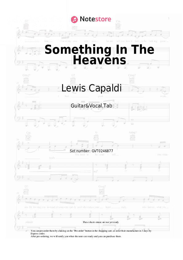 Something In The Heavens - Lewis Capaldi Chords and Voice - Guitar&Vocal.Tab
