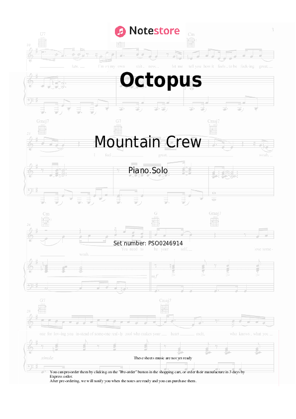 Octopus - Mountain Crew Piano Sheet Music - Piano.Solo