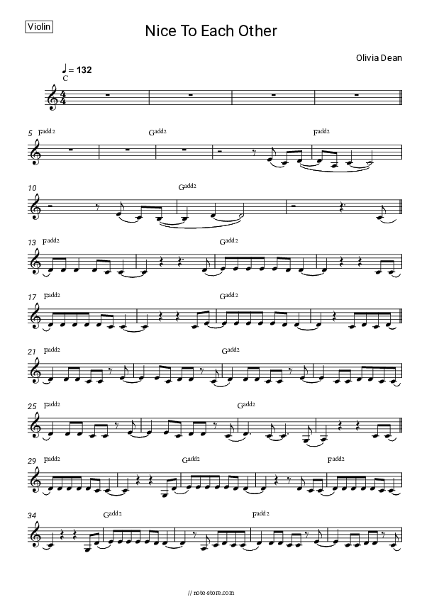 Nice To Each Other - Olivia Dean Violin Sheet Music - Violin