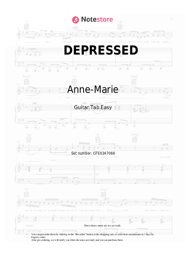 DEPRESSED - Anne-Marie Tabs Easy - Guitar.Tab.Easy
