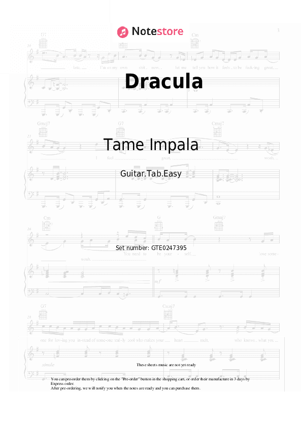 Dracula - Tame Impala Tabs Easy - Guitar.Tab.Easy