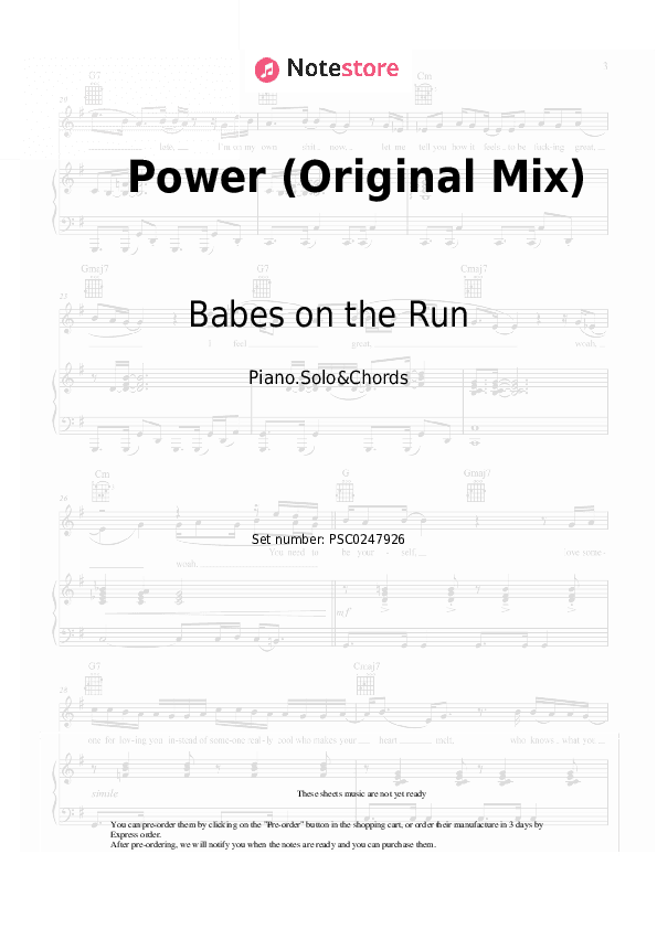 Power (Original Mix) - Babes on the Run Piano Sheet Music and Chords - Piano.Solo&Chords