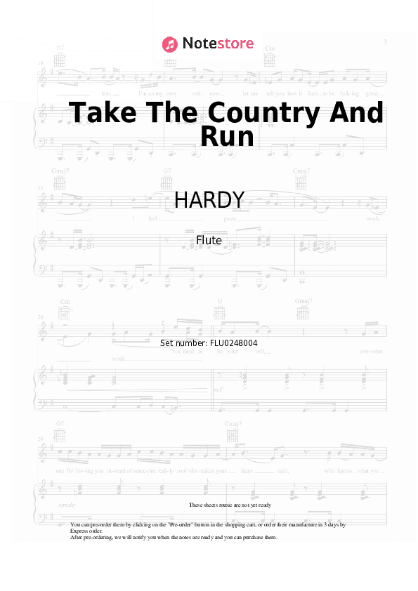 Take The Country And Run - HARDY Flute Sheet Music - Flute