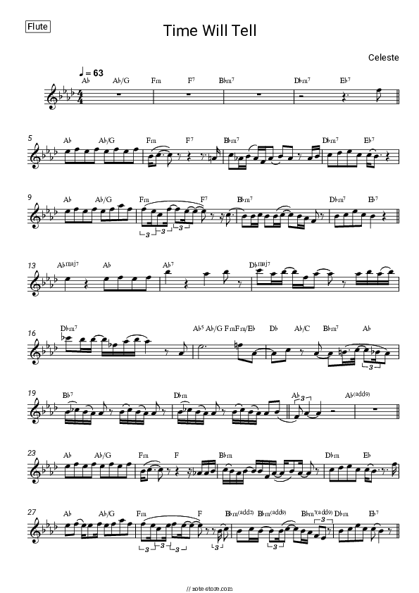 Time Will Tell - Celeste Flute Sheet Music - Flute