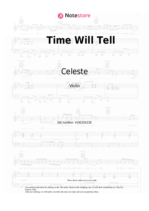 Time Will Tell - Celeste Violin Sheet Music - Violin