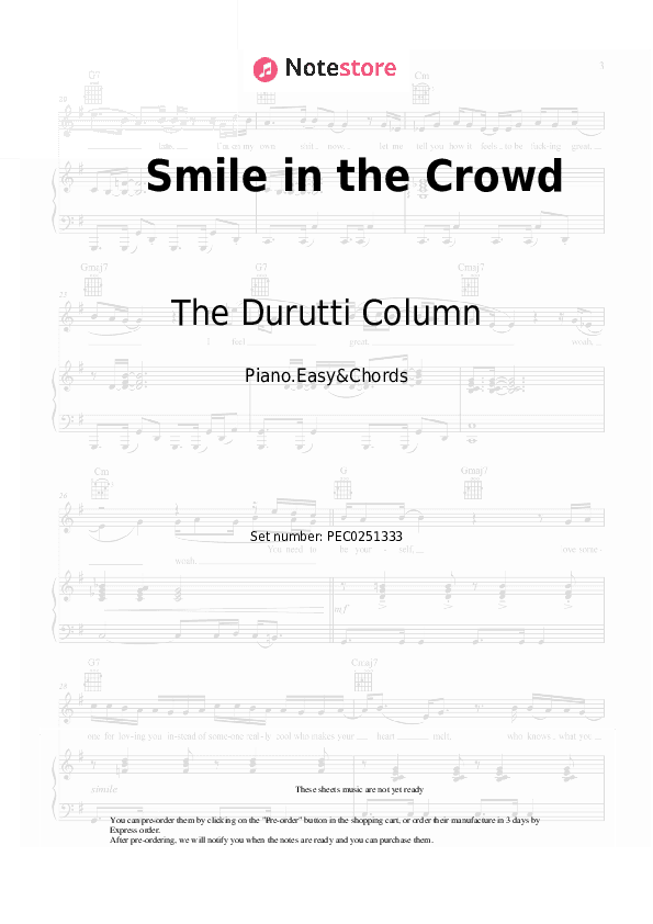 Smile in the Crowd - The Durutti Column Sheet Music Easy and Chords - Piano.Easy&Chords