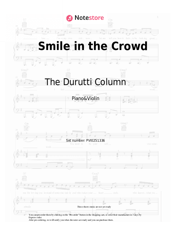Smile in the Crowd - The Durutti Column Piano Sheet Music and Violin - Piano&Violin
