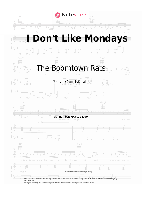 I Don't Like Mondays - The Boomtown Rats Chords and Tabs - Guitar.Chords&Tabs