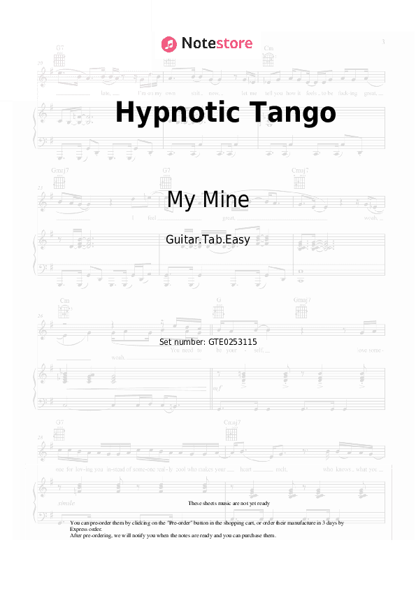Hypnotic Tango - My Mine Tabs Easy - Guitar.Tab.Easy