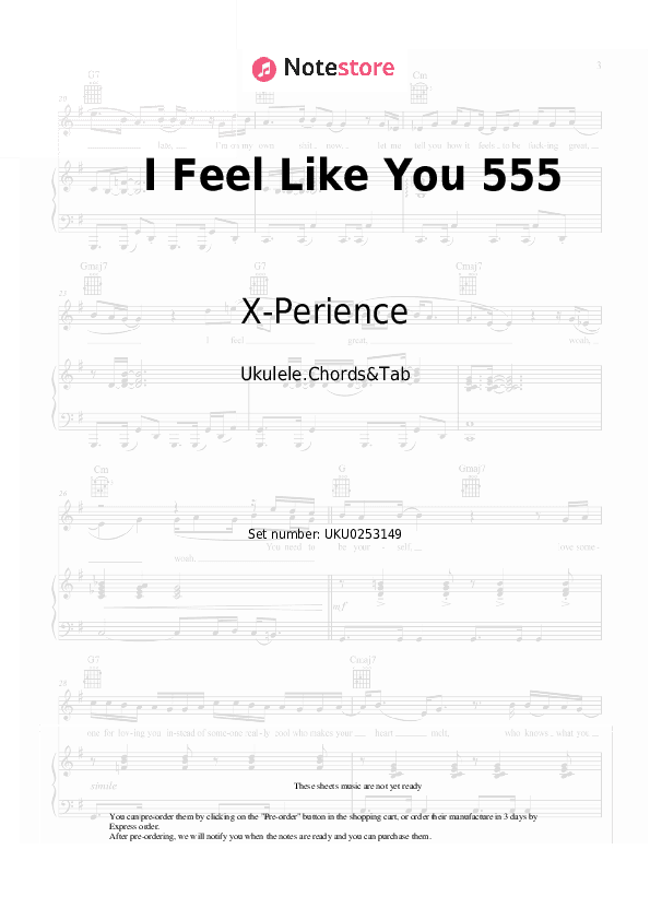 I Feel Like You 555 - X-Perience Ukulele Sheet Music - Ukulele.Chords&Tab