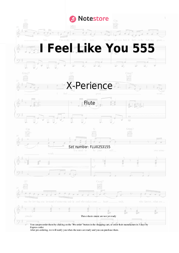 I Feel Like You 555 - X-Perience Flute Sheet Music - Flute