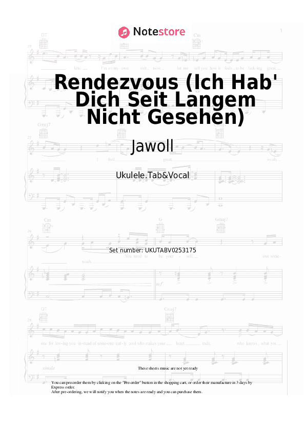 Rendezvous (Ich Hab' Dich Seit Langem Nicht Gesehen) - Jawoll Sheet Music - Ukulele.Tab&Vocal