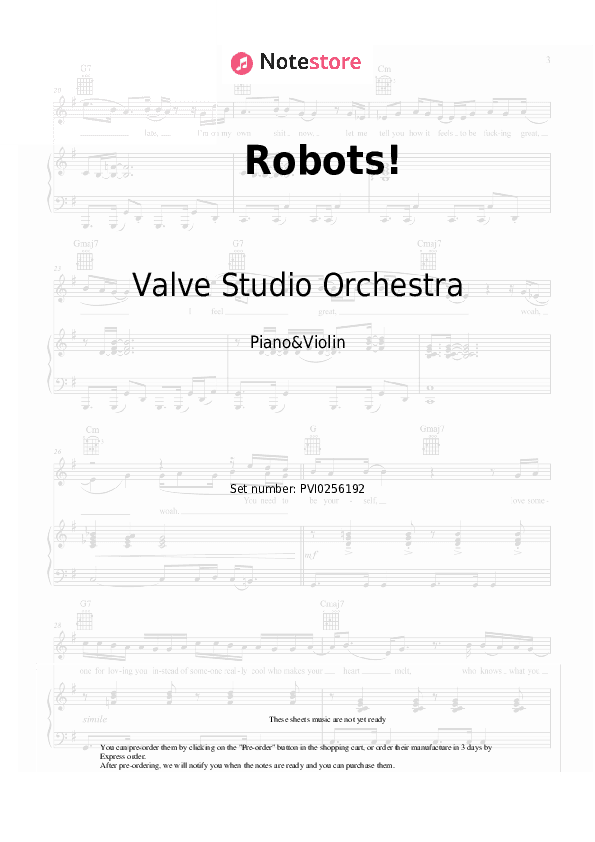 Robots! - Valve Studio Orchestra Piano Sheet Music and Violin - Piano&Violin