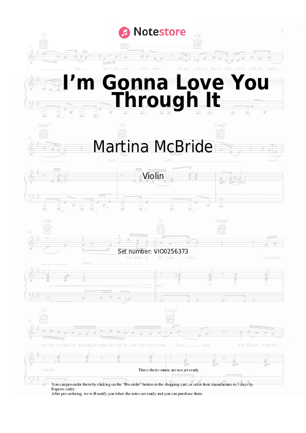 I’m Gonna Love You Through It - Martina McBride Violin Sheet Music - Violin