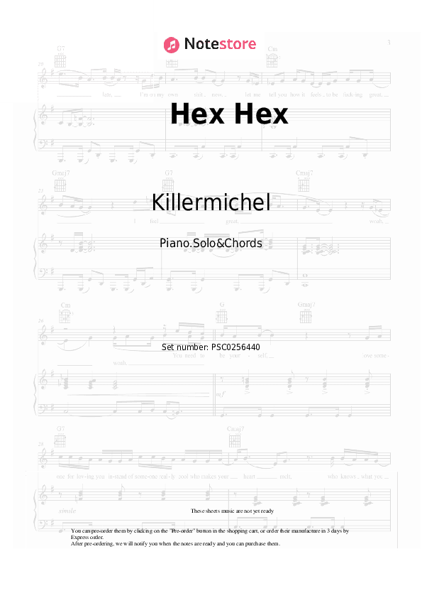 Hex Hex - Killermichel, Selina Piano Sheet Music and Chords - Piano.Solo&Chords