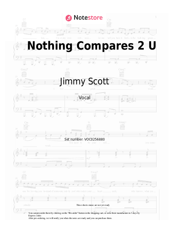 Nothing Compares 2 U - Jimmy Scott Vocal Sheet Music - Vocal