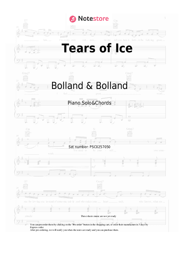 Tears of Ice - Bolland & Bolland Piano Sheet Music and Chords - Piano.Solo&Chords