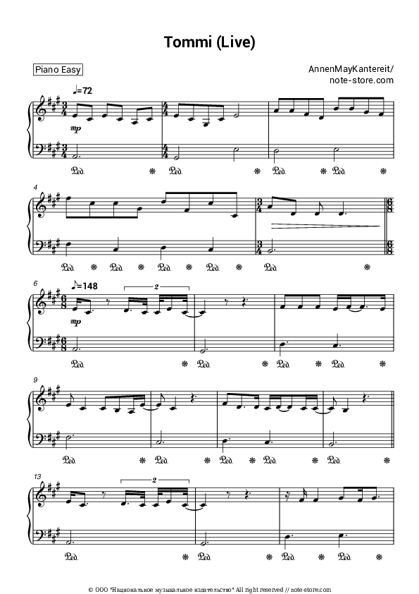 Tommi - AnnenMayKantereit Piano Sheet Music Easy - Piano.Easy