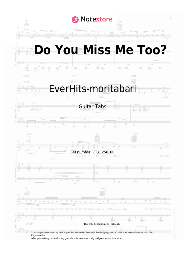 Do You Miss Me Too? - EverHits-moritabari Tabs - Guitar.Tabs