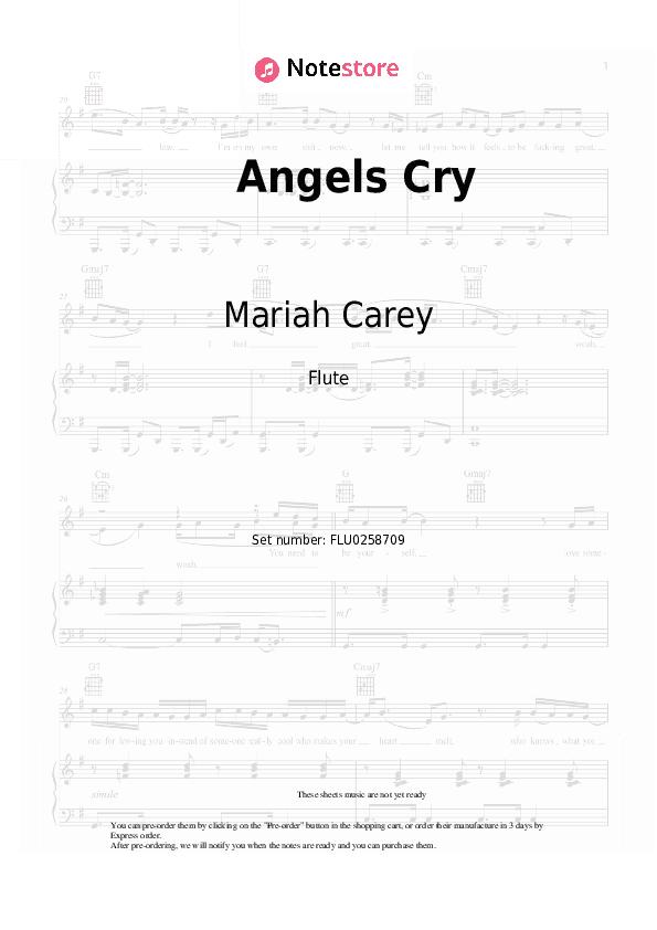 Angels Cry - Mariah Carey, Ne-Yo Flute Sheet Music - Flute