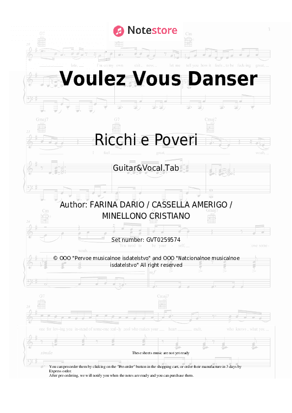 Voulez Vous Danser - Ricchi e Poveri Chords and Voice - Guitar&Vocal.Tab