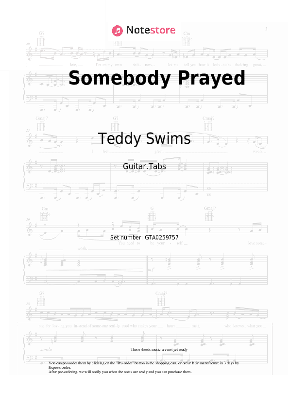 Somebody Prayed - Teddy Swims Tabs - Guitar.Tabs