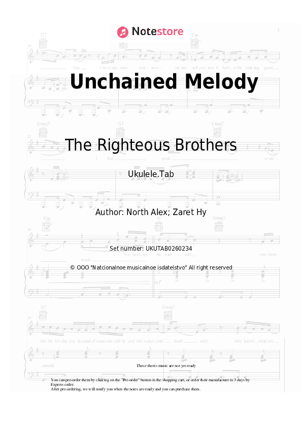 Unchained Melody - The Righteous Brothers Sheet Music - Ukulele.Tab