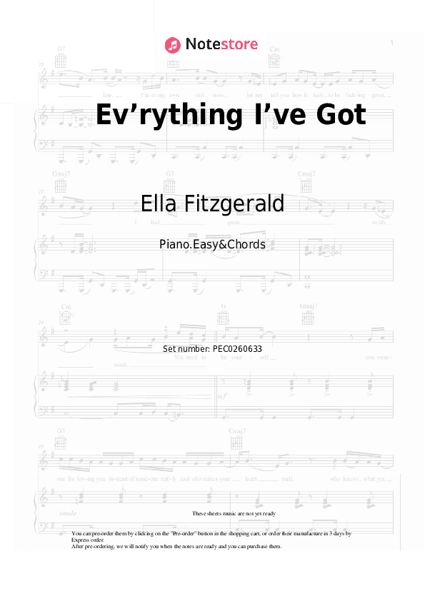Ev’rything I’ve Got - Ella Fitzgerald Sheet Music Easy and Chords - Piano.Easy&Chords