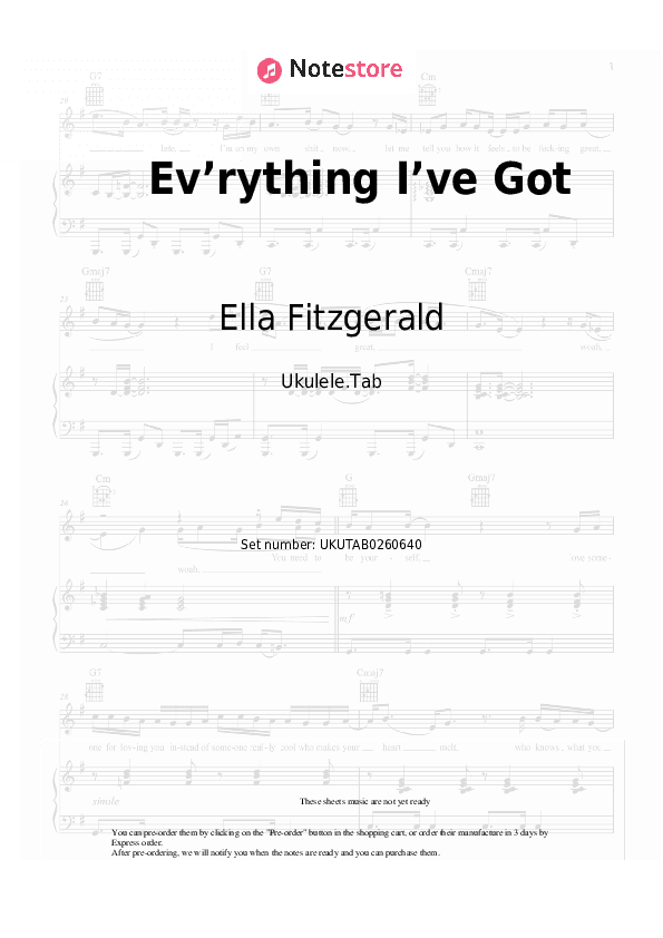 Ev’rything I’ve Got - Ella Fitzgerald Sheet Music - Ukulele.Tab