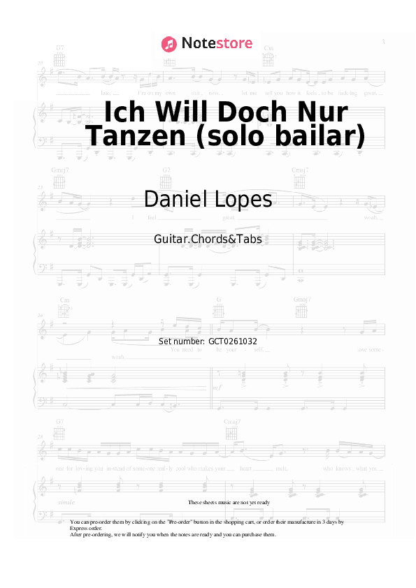 Ich Will Doch Nur Tanzen (solo bailar) - Daniel Lopes Chords and Tabs - Guitar.Chords&Tabs