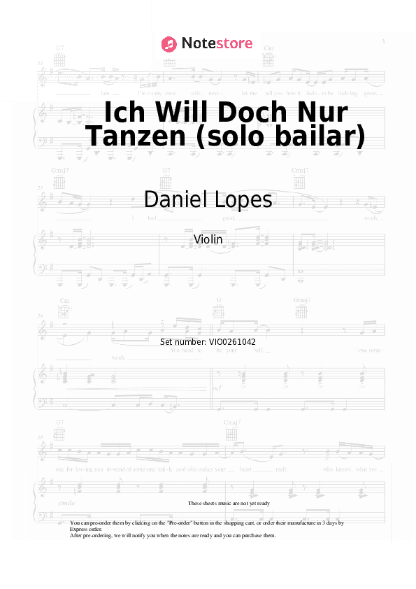 Ich Will Doch Nur Tanzen (solo bailar) - Daniel Lopes Violin Sheet Music - Violin