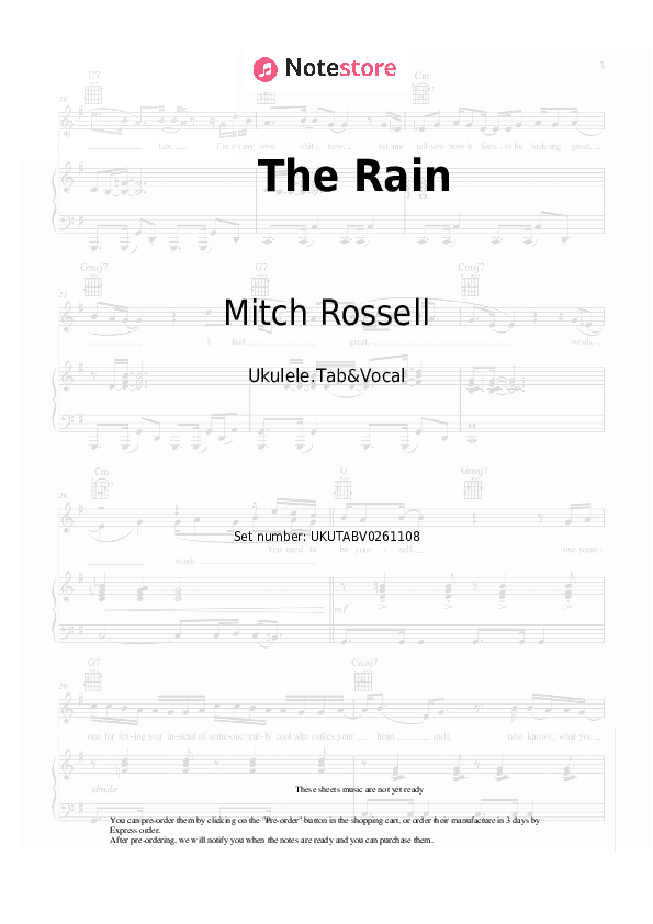 The Rain - Mitch Rossell Sheet Music - Ukulele.Tab&Vocal