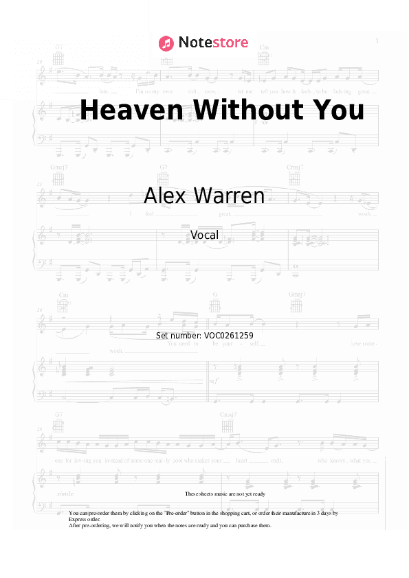 Heaven Without You - Alex Warren Vocal Sheet Music - Vocal