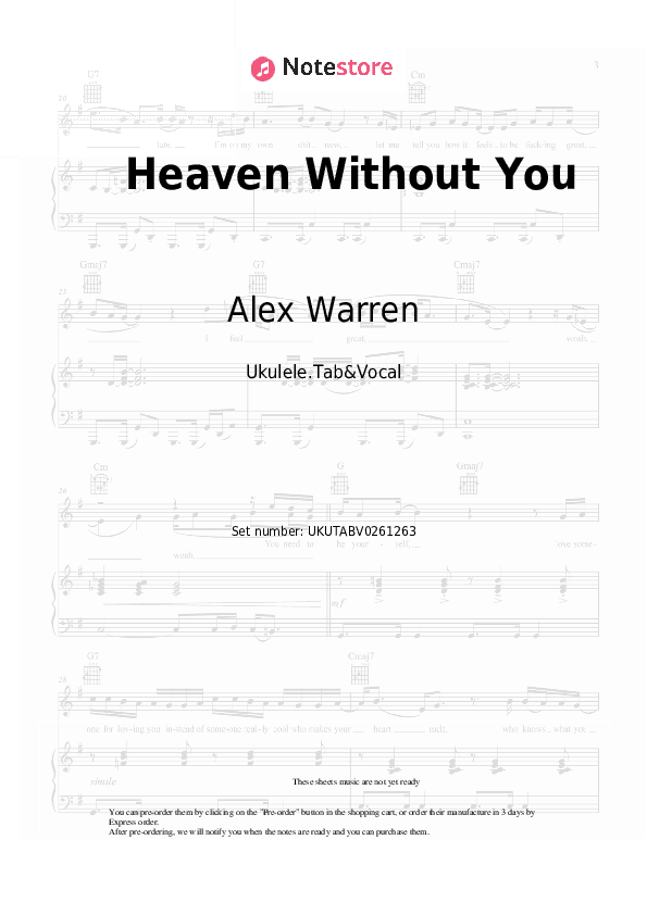Heaven Without You - Alex Warren Sheet Music - Ukulele.Tab&Vocal