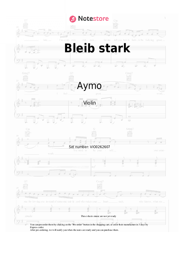 Bleib stark - Aymo, Aymen Violin Sheet Music - Violin