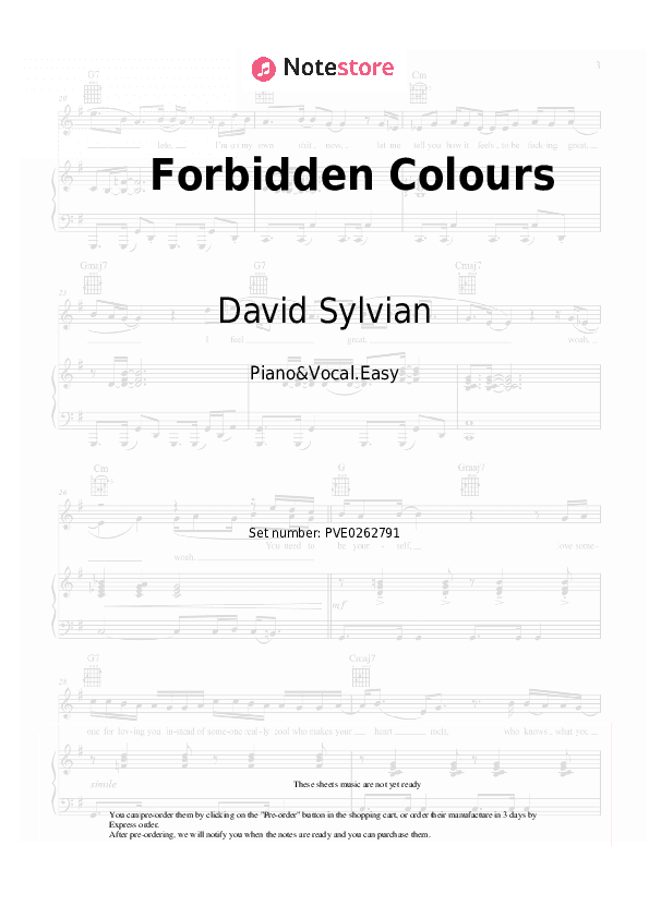 Forbidden Colours - David Sylvian, Ryuichi Sakamoto Piano Sheet Music Easy and Vocal - Piano&Vocal.Easy