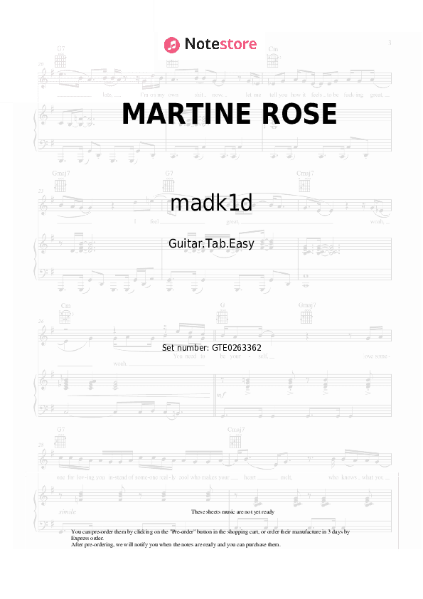 MARTINE ROSE - madk1d, greyrock, tewiq Tabs Easy - Guitar.Tab.Easy