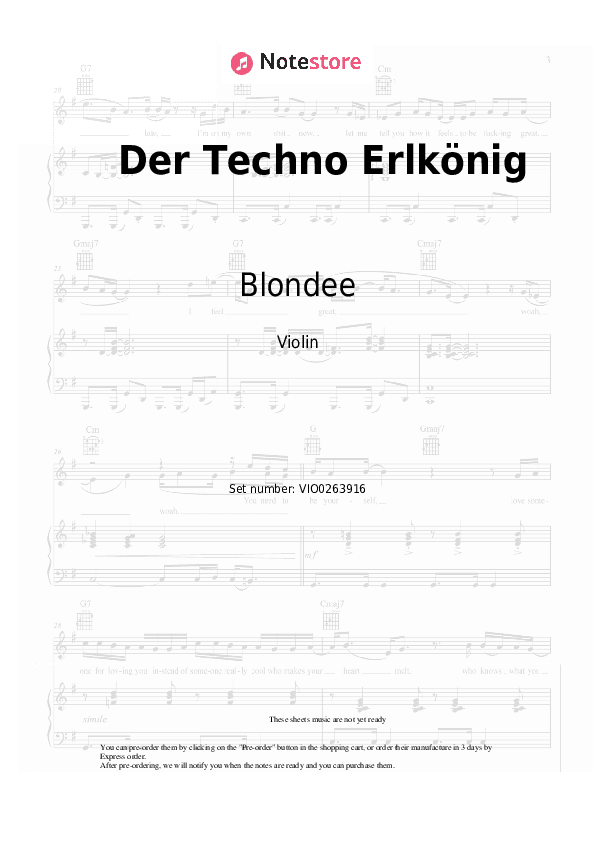 Der Techno Erlkönig - Blondee Violin Sheet Music - Violin