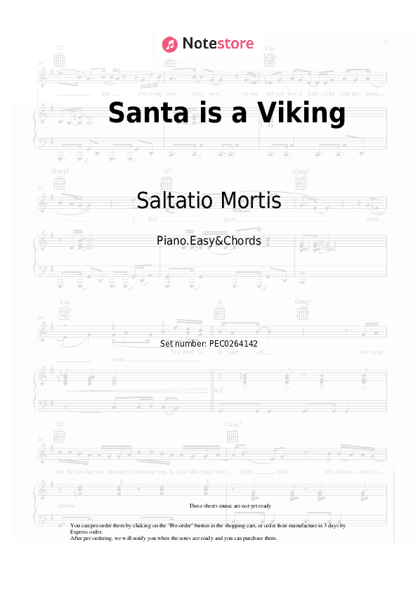 Santa is a Viking - Saltatio Mortis Sheet Music Easy and Chords - Piano.Easy&Chords