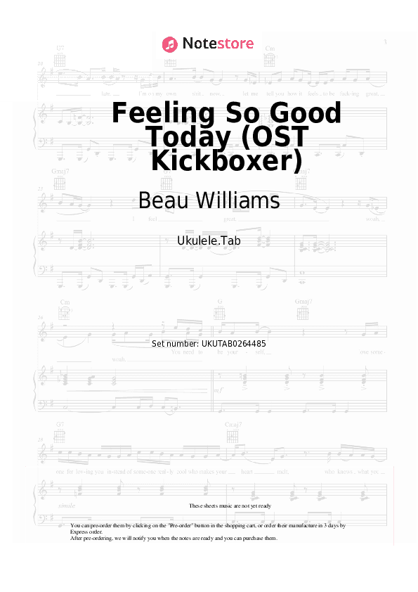 Feeling So Good Today (OST Kickboxer) - Beau Williams Sheet Music - Ukulele.Tab